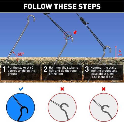 Screw Tent Stakes Heavy Duty Tent Pegs Strong Metal Tent Stakes Canopy Stakes for Camping Landscaping Plant Support High Strength Camping Stakes Pack of 4 in Saudi Arabia