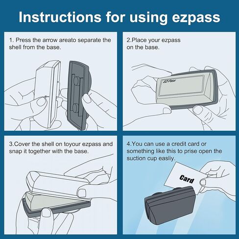 حامل وغطاء EZ Pass مع أكواب شفط قوية للغاية للزجاج الأمامي. حامل Ezpass حامل Toll Pass Transponder iPass (أسود) in Kuwait