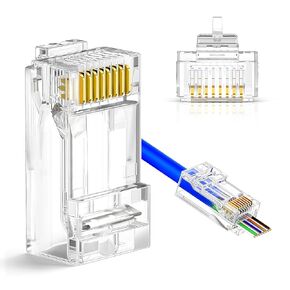 Cat6 RJ45 Connectors 50 Pack, RJ45 Pass Through Connector Cat5/Cat5e/Cat6 Connector, Premium Ethernet Plugs Ends for Solid or Stranded UTP Cable