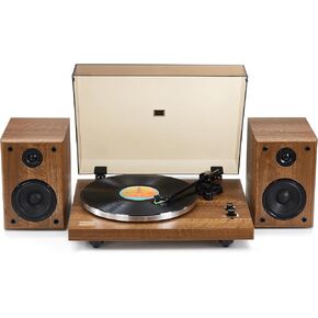 Arkrocket Cassini Vinyl Record Player Wireless Bluetooth Turntable Builds in Phono Preamp and Comes with 40W External Speakers Retro Wooden Shell High-Fidelity Sound