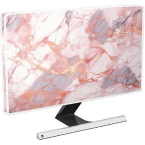 Baocicco Waterproof Monitor Dust Cover 22,23,24,25 Inch Anti-Static Dustproof Protective Full Body Cover for Computer Screen Sleeve Compatible with iMac 24,22-25 PC,Desktop and TV,Pink Marble
