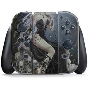 Skinit Decal Gaming Skin Compatible with Nintendo Switch (2017-2021) Joy-Con Controller - Officially Licensed Whats in Here Coffee Dragon by Amy Brown Design