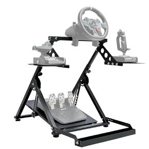 Supllueer X Shape Flight Simulation Stand Preinstalled with Fixed Slot Fit for Logitech G29 G920 G923 Thrustmaster T248 T300RS T150 Foldable Adjustable Racing Simulator Cockpit Excluding Electronic