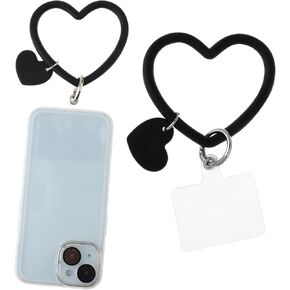 Heart Loop Phone Lanyard Strap Black Holder Cell Phone Hand Wrist Lanyard Cell Phones Hand Wrist Lanyards Straps Holder Compatible with Most Smartphones for All Smartphones Phones Case