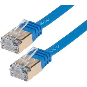 High Speed Ultra Flat CAT7 Ethernet Cable, RJ45 Computer Internet LAN Network Ethernet Patch (White, Blue, Black) (20FT, Blue)