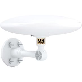 Outdoor TV Antenna 8K 4K 1080P Supports 1000+ Miles Range 360° Omnidirectional Reception Enhance VHF UHF Antenna with Added Stability for Outdoor/Attic – 33ft High Purity Coax Cable(White)