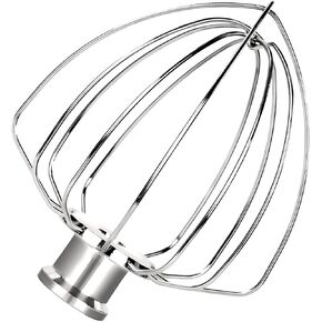 Upgraded Stainless Steel 6-Wire Whip Attachment Compatible with KitchenAid 4.5-5 Quart Tilt-Head Stand Mixer,Dishwasher Safe