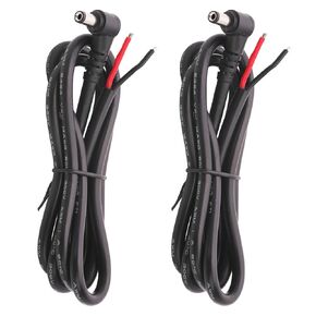 2PCS 3FT 14AWG 15A 12V Right Angle DC Power Pigtails Cable, 5.5mm x 2.1mm Male Barrel Jack Plug to Bare Wire Open End Repair Cable for CCTV Security Camera,DVR,LED Strip Light