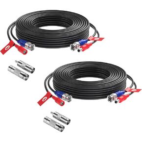 ZOSI 2 Pack 33ft (10 Meters) All-in-one Video Power Cable,BNC Extension Surveillance Camera Cables for CCTV Video Security DVR Systems (Included 2X BNC Connectors and 2X RCA Adapters)