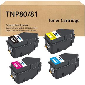 LCL TNP80 TNP81 Toner Cartridge Extra High-Yield Replacement for Konica Minolta TNP-80 TNP-81 for bizhub C3300i C3301i C3320i C3321i C4000i C4001i Printer (Black Cyan Magenta Yellow)