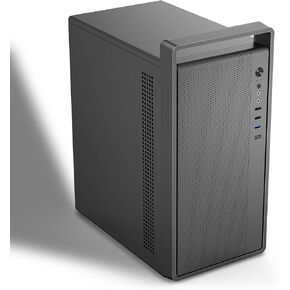 Micro-ATX PC CASE مع مقبض | حالة كمبيوتر محمولة من الصلب 0.7 مم تناسب كحد أقصى 260 مم GPU & ATX PSU | تم تثبيته مسبقًا 120 مم *1 مروحة خلفية | هيكل سطح المكتب Mini Tower لـ MATX/ITX ، Black-M5