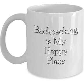 Backpacking Adventures Begin Here, Funny Backpacking Gifts for Men and Women, White Coffee Mug for Graduation