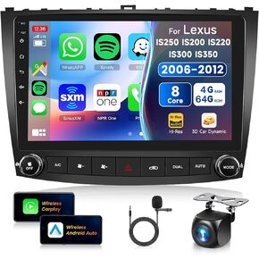 Car Stereo for Lexus IS250 IS200 IS220 IS350 06-12 Wireless CarPlay/Android Auto Android 15 Radio【8Core4+64Gwith Qualcomm】 10.1" IPS Touch Screen,BT5.1,DSP Hi-Res/OBD2,GPS,SWC,Backup Camera METEESER