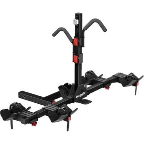 BougeRV Platform Hitch Bike Rack 2'' with Dual Lock for SUV Truck, Fit 2 Bikes, Hitch Bike Carrier Rack Easy Use, Tilting & Foldable