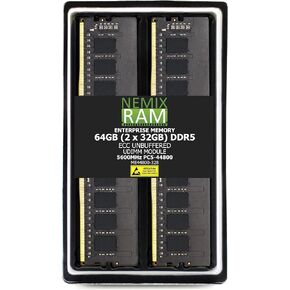 NEMIX RAM 64GB (2X32GB) DDR5 5600MHZ PC5-44800 2Rx8 1.1V CL46 288-PIN ECC Unbuffered UDIMM KIT Compatible with Dell PowerEdge T160 Tower Server