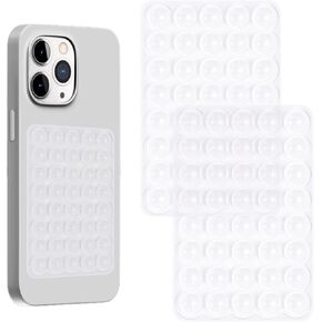Silicone Sticky Phone Grip, Adhesive Suction Cup Phone Case Mount, Phone Grip with Strong Suction for Cellphone, Non Slip Hands-Free Phone Accessories Holder for Selfies and Videos (2pcs-Black)