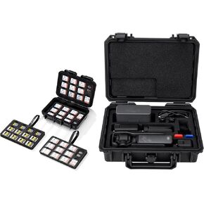 KIWIFOTOS 135 Slots Memory Card Case + Waterproof Hard Case for DJI Osmo Pocket 3 Creator/Power Expansion Combo