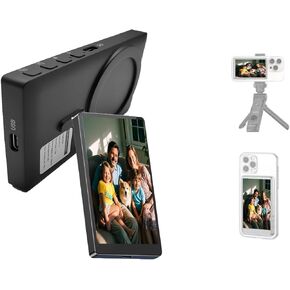 Selfie Monitor Screen,Content Creator&Influencer Must Haves,Magnetic Back Camera Monitor for tiktok,Selfie,Vlog,Live Streaming, Screen Mirroring Compatible with iPhone Camera (Black)
