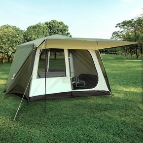 REDCAMP 6 Person Tent for Camping Parties, Easy Setup Large Waterproof Windproof Family Cabin Tents with Porch, 10'X7'X78in(H)