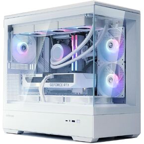 Zalman P30 Micro-ATX Case, MATX PC Case with 3 x 120mm ARGB Fans Pre-Installed, Panoramic Frameless Tempered Glass Front & Side Panel, Type-C and USB 3.0, White