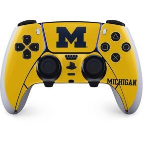 Skinit Decal Gaming Skin Compatible with PS5 DualSense Edge Pro Controller - Officially Licensed University of Michigan M Logo Yellow Design