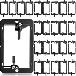 25 Pack Low Voltage Mounting Bracket, 1 Gang Flush Mounting Wall Plate, Drywall Cables Pass Through Wallboard, Single Gang Cord Hider for Telephone Wires, Network Cables, HDMI, Speaker Cables
