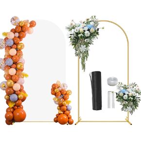 6.6 FT Wedding Arch Backdrop Stand and White Arch Cover Set, Metal Arch Stand with Arch Stand Cover for Birthday Party Wedding Ceremony Bridal Baby Shower Event Decor