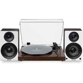 Fluance RT81+ Elite Hifi Vinyl Turntable (Walnut) و AI41 مكبرات الصوت التي تعمل بتكنولوجيا الكتب (White Walnut): صوت عالي الدقة ، مكبر للصوت المتكامل ، خرطوشة صوتية Technica