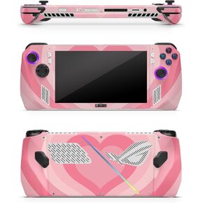 ZOOMHITSKINS Compatible for Asus Rog X (2024) Ally Skin, Heart Love Strawberry Milk Cute Pattern Light Pink, Durable 3M Vinyl Sticker, Made in The USA