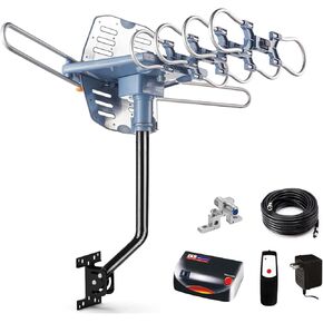 2025 Long Range Outdoor TV Antenna for Smart TV - Digital UHF VHF Free Local Channels, Ultra HD 4K 1080p ATSC 3.0 Antenna, Support 2 TVs, Complete Set Ease Installation with Mounting Pole