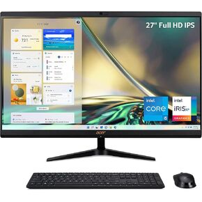 Acer Aspire 27" FHD Premium All-in-One Computer | 12th Gen Intel Core i5-1235U | Intel Iris Xe Graphics | Wireless Mouse & Keyboard | Windows 11 (Black, 16GB RAM | 512GB SSD)