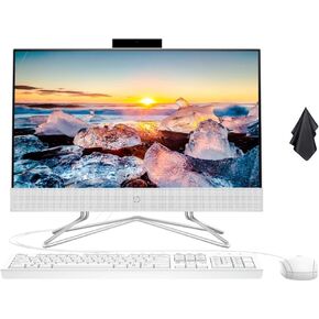 HP 2022 All-in-One Desktop, 21.5" Diagonal FHD (1920 x 1080) Display, Intel Duel Core Celeron J4025 Processor, Webcam, WiFi-AC, Bluetooth, HDMI, White, Windows 11 (16GB RAM | 512GB SSD)