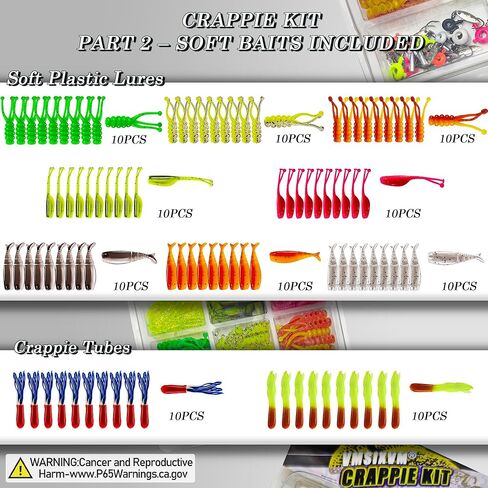 Crappie Lures Tube Tube Lures Kit Jig Heads Kit ، 130/110 PCS Undererspin Fishing Jig Hooks Swimbait with Crappie Baits Tube Worms split tail grub shad minnow for freshwater saltwater bass trout trot trot in Kuwait