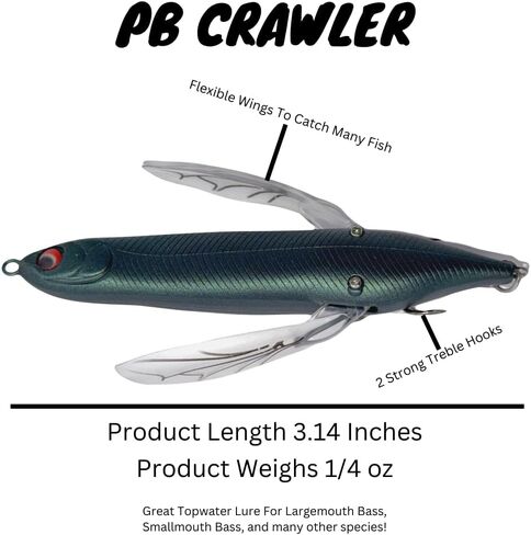 Pbfish Topwater Crawler يسير على الماء العائم اليعسوب الكبير باس نفخ هدية الصيد في المياه العذبة in Kuwait