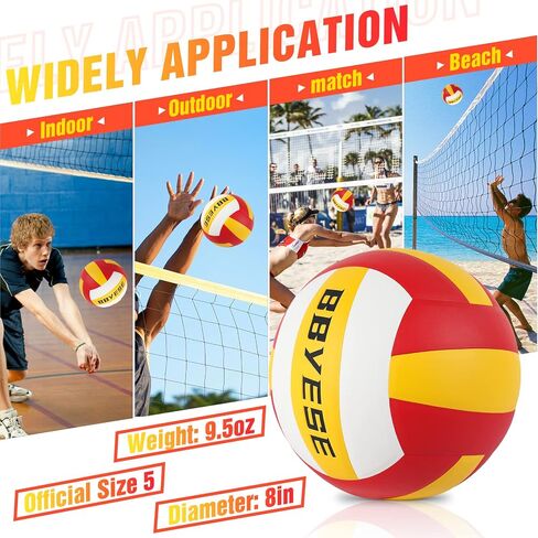 Volleyball Official Size 5 Waterproof Soft Sand Volley Balls for Beginners Adults Men Women Indoor Outdoor Pool Beach Gym Game Training Competition Play Gift in Saudi Arabia