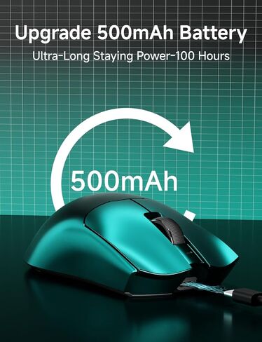 الماوس اللاسلكي S9 Max Max Lightweight ، Mouse Wireless Mouse 2.4g/USB-C/BT ، 8K استطلاع ، 42 كيلو دبليو ، مستشعر PAW3390 بصري ، Kailh Switch ، 500mAh ، 5 أزرار قابلة للبرمجة للكمبيوتر/الفوز/Mac-green in Kuwait