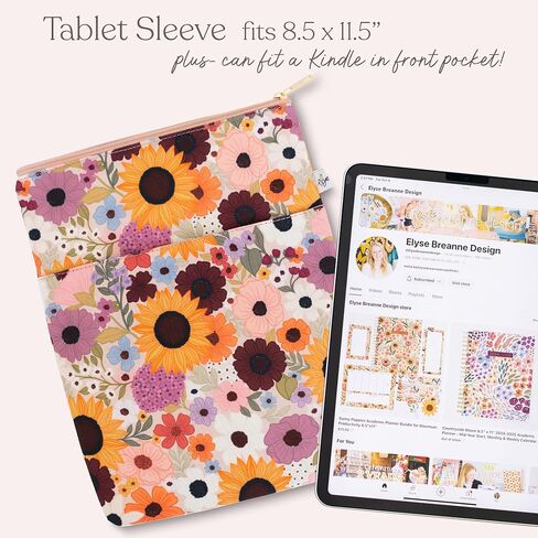 Elyse Breanne Design, 9-11 inch Tablet Sleeve, Protective Bag, Carrying Case, Top Zipper Closure, Front Pocket, Rainbow Garden in Saudi Arabia