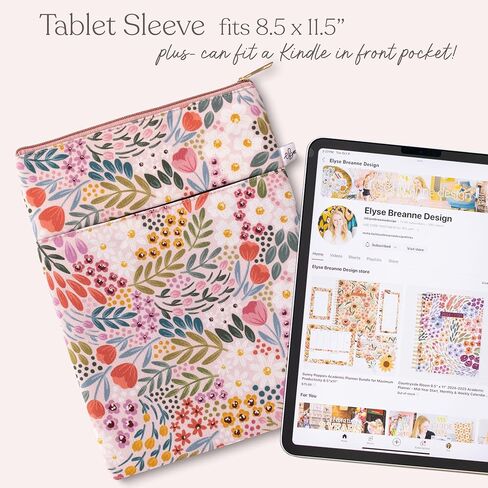 Elyse Breanne Design, 9-11 inch Tablet Sleeve, Protective Bag, Carrying Case, Top Zipper Closure, Front Pocket, Rainbow Garden in Saudi Arabia