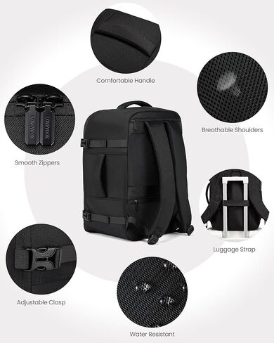 LOVEVOOK Travel Backpack for Men, 40L Carry on Backpack Flight Approved with 3 Packing Cubes, Extra Large Personal Item Bag Fits 17.3 inch Laptop for Business Trip Weekender, Waterproof Daypack, Black in Saudi Arabia