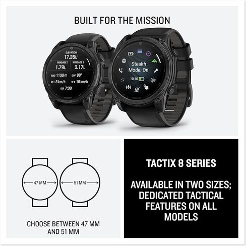 Garmin Tactix 8 51mm Solar Displasing Elite Premium GPS Smartwatch ، تشمل Ballistip Ballists Elite Solver ، مصباح يدوي مدمج ، وحزمة عمر البطارية 48 يومًا وأكثر من ذلك in Saudi Arabia