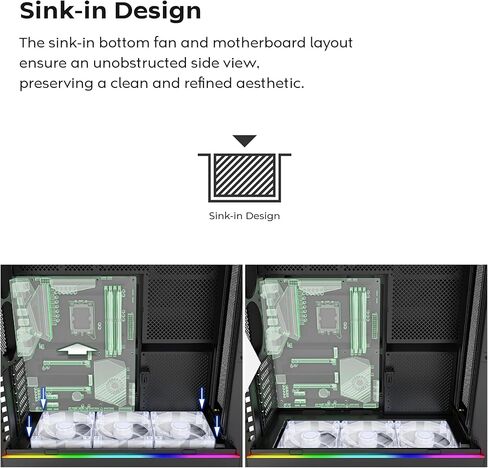 MONTECH HS02 PRO, ATX Mid-Tower PC Case, Gaming PC, High-Airflow, Reversible Layout, Sturdy Curved Tempered Glass Front Panel, 5x ARGB PWM Fan Pre-Installed, Sink-in Design, Toolless Panels, Black, US in Saudi Arabia