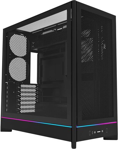MONTECH HS02 PRO, ATX Mid-Tower PC Case, Gaming PC, High-Airflow, Reversible Layout, Sturdy Curved Tempered Glass Front Panel, 5x ARGB PWM Fan Pre-Installed, Sink-in Design, Toolless Panels, Black, US in Saudi Arabia