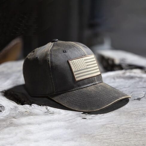 Waxed Cloth American Flag Cap American Fit US Flag Cap Fits Head Size MD - 2X in Saudi Arabia