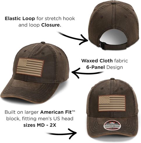 Waxed Cloth American Flag Cap American Fit US Flag Cap Fits Head Size MD - 2X in Saudi Arabia