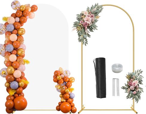 7.2 FT Wedding Arch Backdrop Stand and White Arch Cover Set | Metal Arch Stand with Arch Stand Cover for Birthday Party Wedding Ceremony Bridal Baby Shower Event Decor in Saudi Arabia