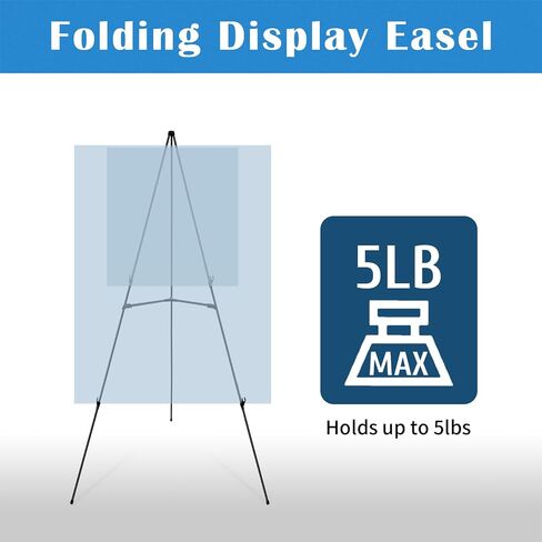 Falling in Art Display Easel Stand, 63" Instant Adjustable Poster Easel, Easy Folding Portable Tripod Stand for Signs, Posters, Wedding, Holds 5 lbs (White) in Saudi Arabia