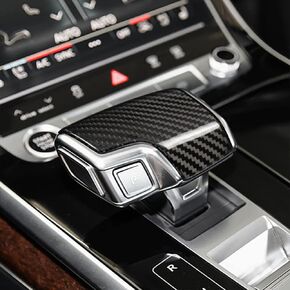 Real Carbon Fiber Trim Cover for Audi Gear Shift Knob 2019-2024 A6 S6 RS6 A7 RS7;2020-2024 S7 Q7 A8 S8; 2021-2024Q8 RSQ8 Audi Carbon Fibre Accessories(Black)