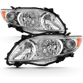 ACANII - For 2009-2010 Toyota Corolla S/XRS Blk Headlights Amber Reflector Headlamp 09-10 Driver + Passenger Side