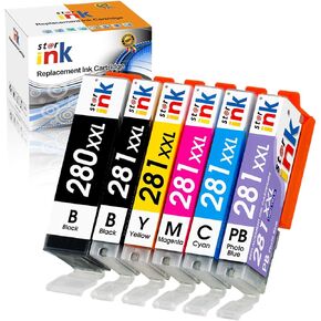 Compatible PGI-280XXL CLI-281XXL Replacement for Canon 280 281 Ink Cartridges Work for Canon TR8620a TS9120 TS8120 TS8220 TS8320 TR8620 TR8520 Printer(PGBK,BK,C,M,Y,PB) 6-Pack
