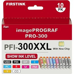 PFI-300XXL PFI300 Ink Cartridges (Show Ink Level) 300 PFI300 Ink Set 4192C007 Remanufactured Replacement for ImagePROGRAF PRO 300 Professional Photographic Inkjet Printer (10 Pack Color Combo) in Kuwait